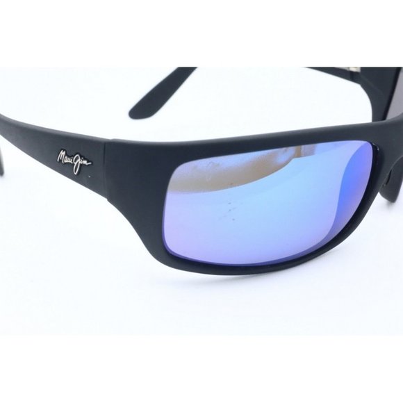 Maui Jim Peahi MJ 202-2M-SGH Sunglasses Black Blue Polarized -SCRATCHED LENS - Picture 3 of 6